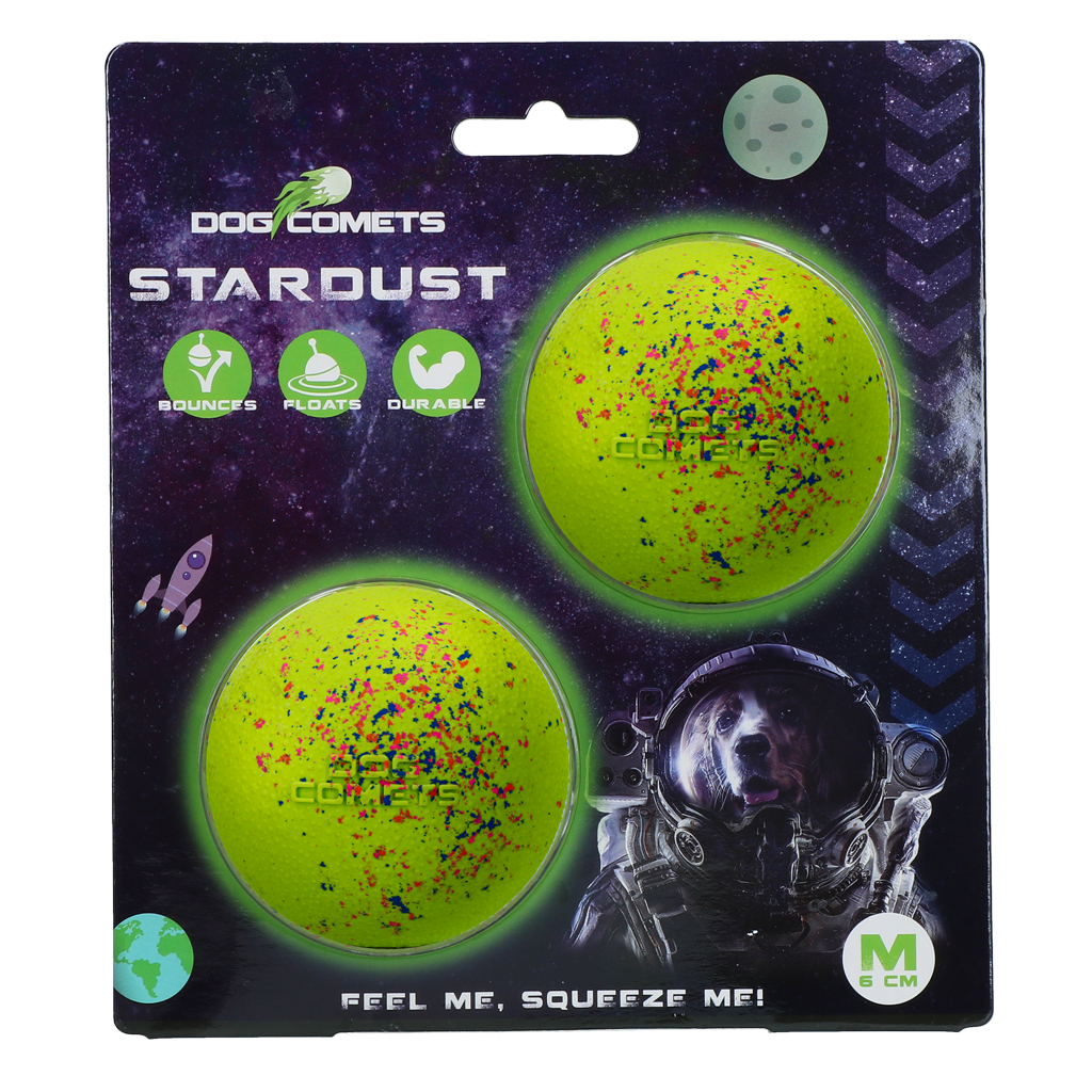 Dog Comets Ball Stardust Groen M 2-pack
