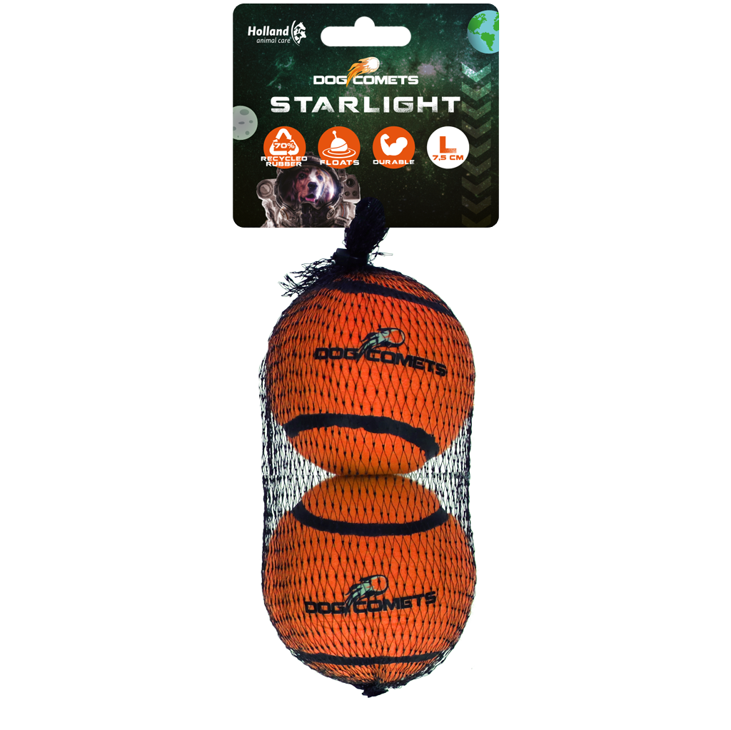 Dog comets Starlight Tennisbal L Oranje 2st