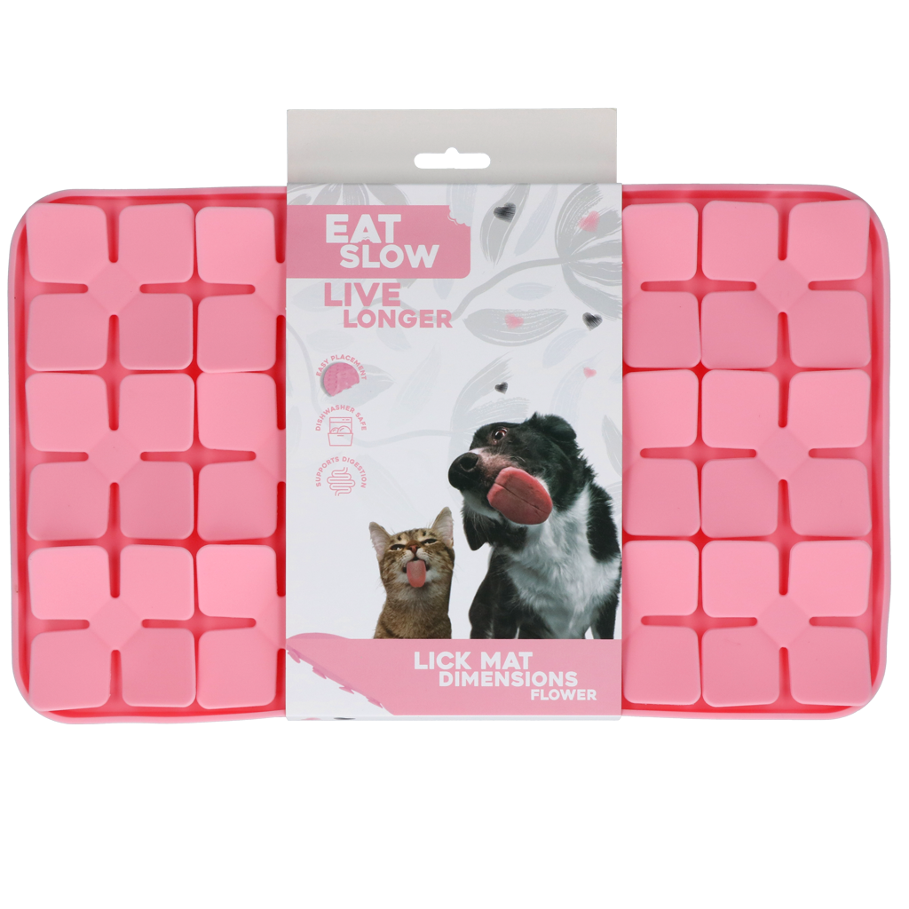 Eat Slow Live Longer Lick Mat Dimensions Flower Pink