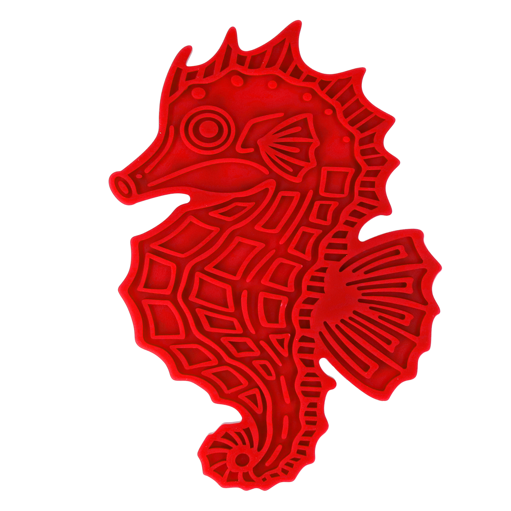 Eat Slow Live Longer Lick Mat Seahorse Rood