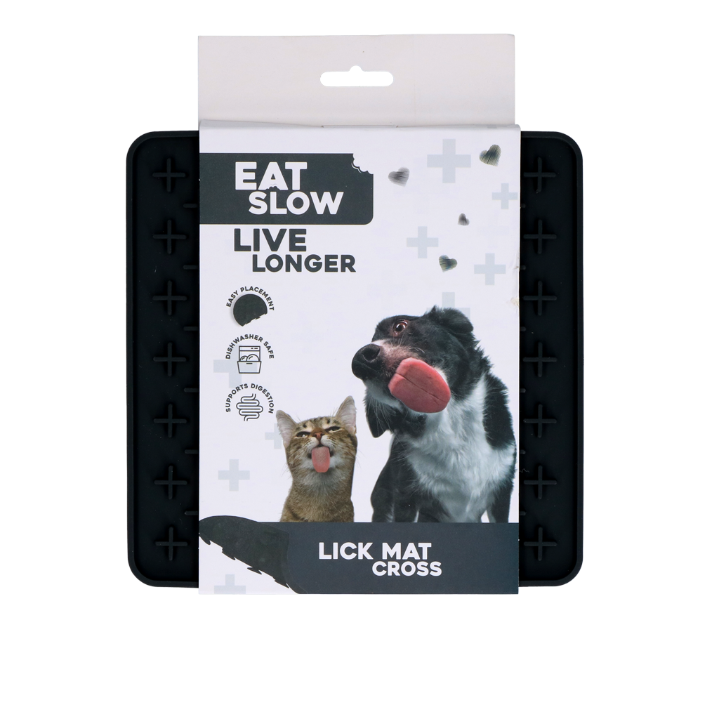Eat Slow Live Longer Lick Mat Cross Grijs