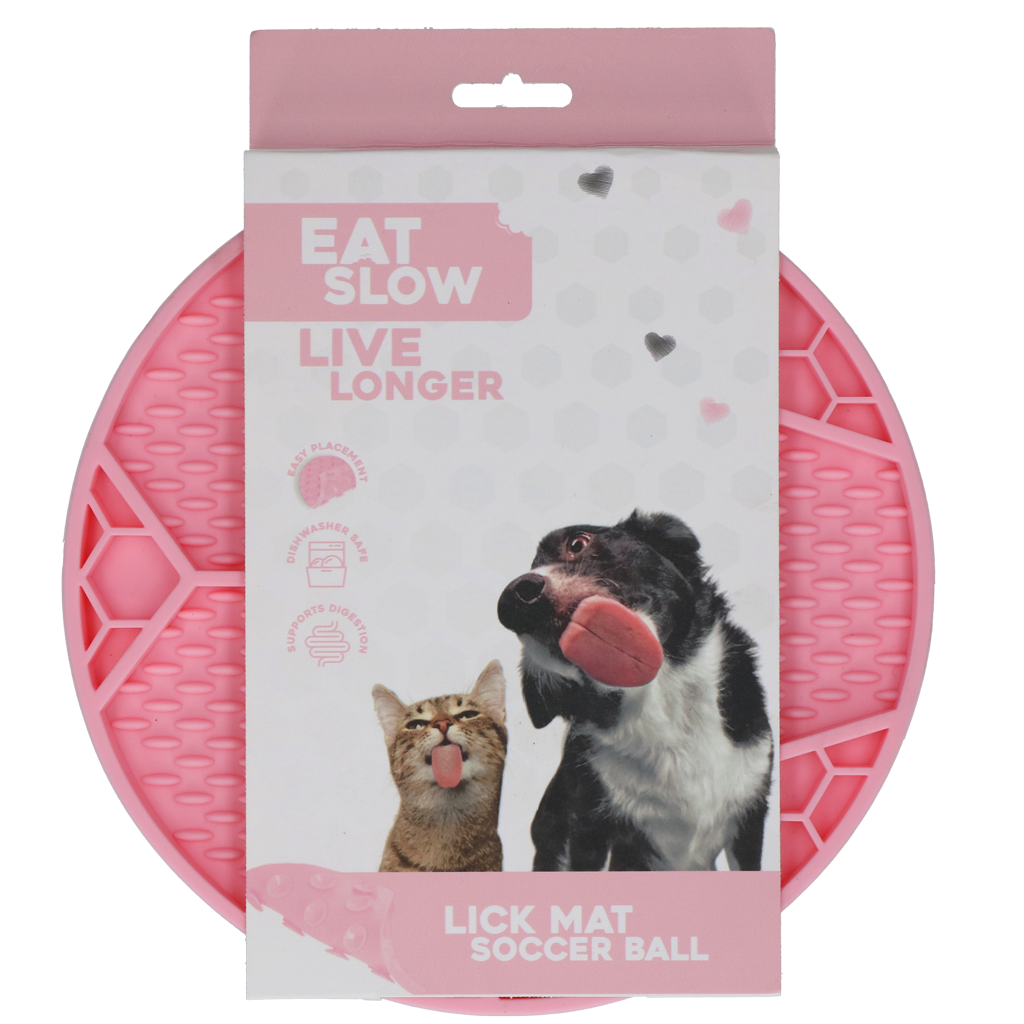 Eat Slow Live Longer Lick Mat Voetbal Roze