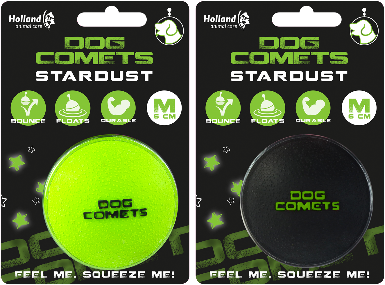 Dog Comets Ball Stardust Zwart/Groen M