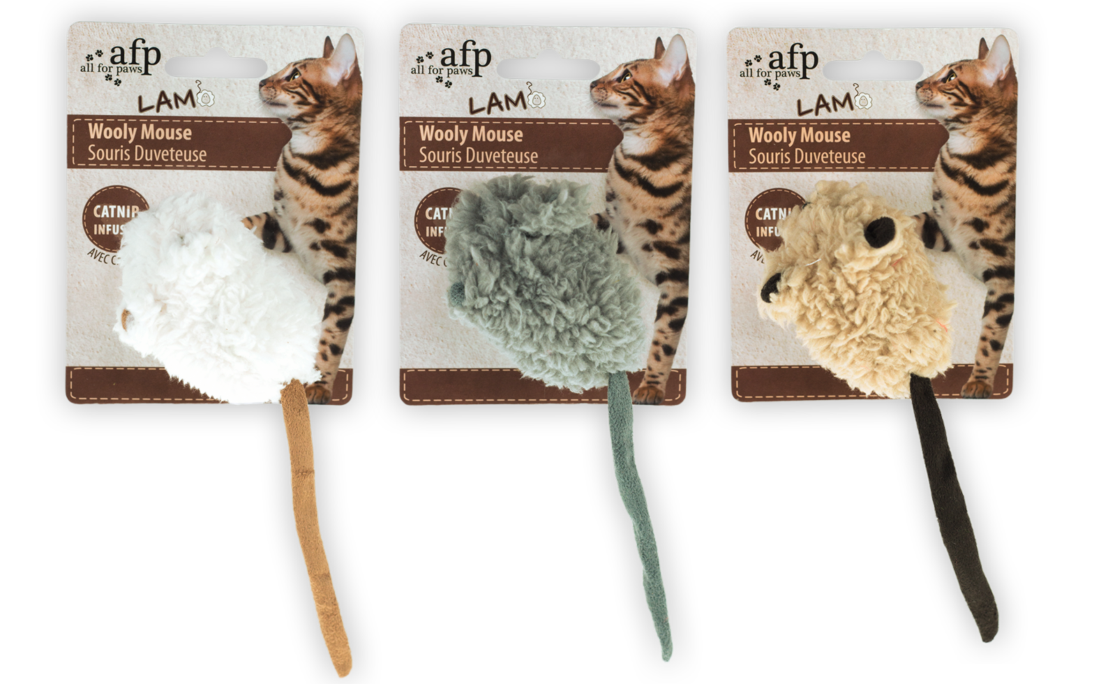 AFP Lambswool-Wooly Mouse with mouse sound Catnip