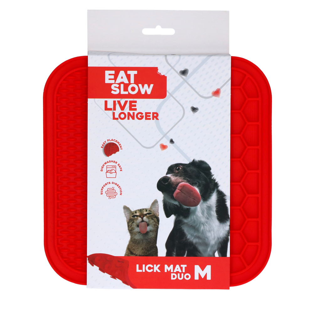 Eat Slow Live Longer Lick Mat Duo M Red